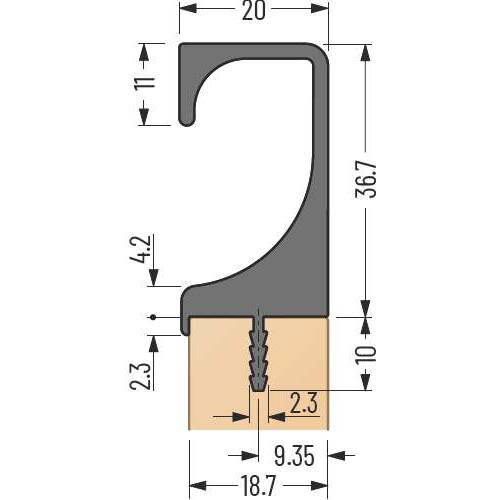 tdra1 Aluminium handle Rumba in door widths
