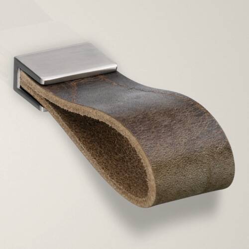 apic1 Design handle Laura, zamac / leather stainl