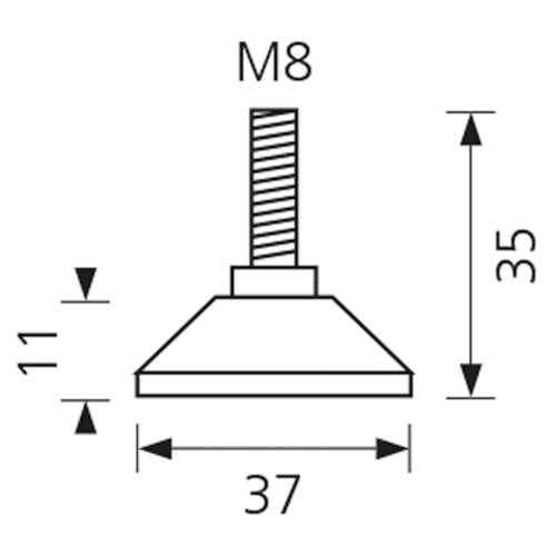 tdra1 Adjusting screw Melinda, M8 x 35mm, Ø 37 mm