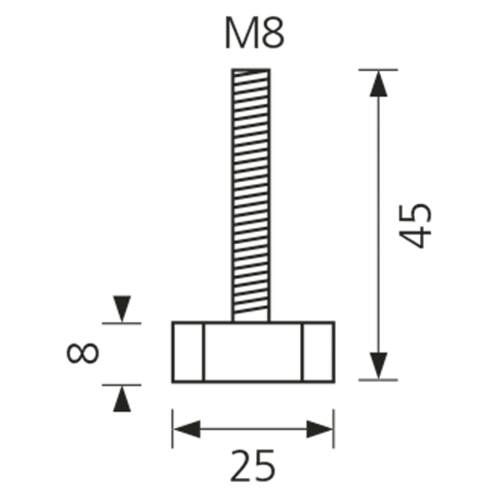 tdra1 Adjusting screw Gundis, M8 x 45mm, Ø 25 mm,