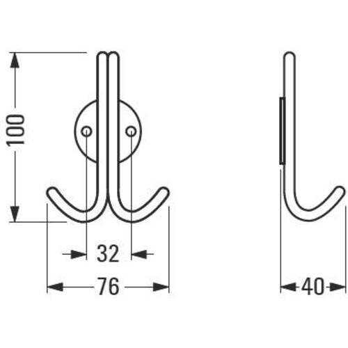 Assemblage crochet de suspension - Décor : Noir - Entraxe : 32 mm