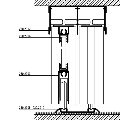 tdra2 Deckenschiene 2-läufig RAL 9016 Verkehrswei