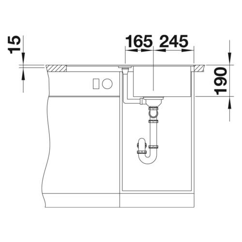 tdra3 Blanco Spüle Metra 45 S-F, Silgranit PuraDu