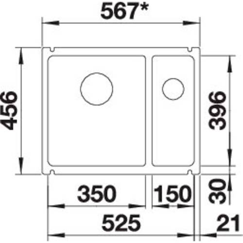 tdra1 Blanco Spüle Subline 350/150-U, Keramik Pur