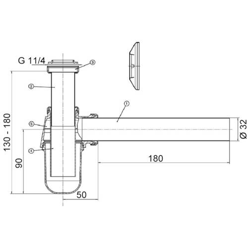 tdra1 Reginox Flaschensiphon Aqua-Line, Chrom, Ø