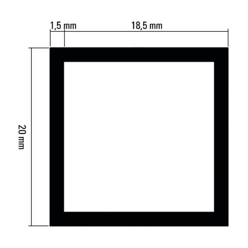 tdra1 Square tube, 20 x 20 mm, silver-coloured an