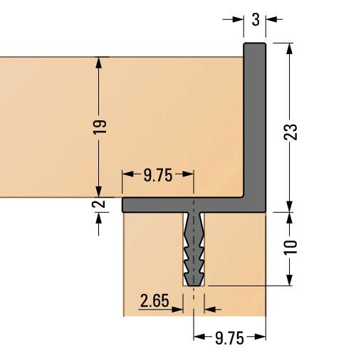 tdra1 Carcass framing profile with T-bar, 19.5 mm