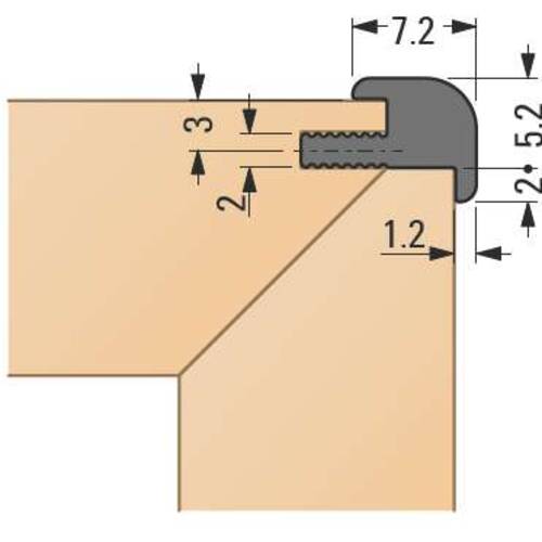 tdra1 Corner protection profile round with T-bar,