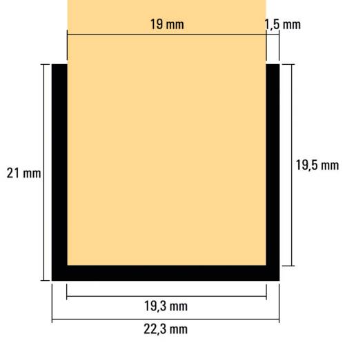 tdra1 U-Profile, 19 mm, height 21 mm, stainless s