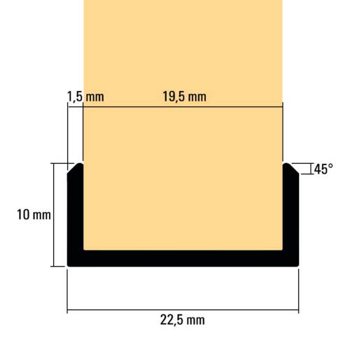 tdra1 U-Profile, 19 mm, chamfered, stainless stee