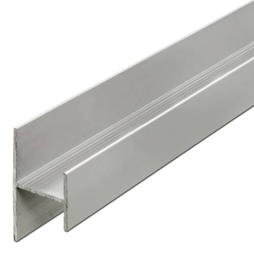 H-profil aluminium, sølvfarvet anodiseret, mat, uligesidet, 5000 mm