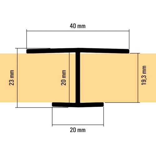 tdra1 H-Profile alu, inside 19 mm RAL 9016 Traffi