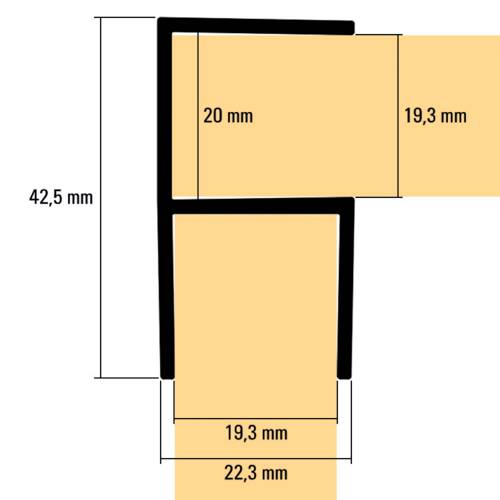 tdra1 Corner profile 90°, 2x 19.5 mm, silver-colo