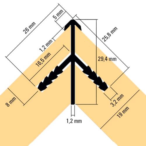 tdra1 Corner connector, 19 mm, with T-bar, head 5