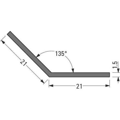 tdra1 Angle profile 135°, 21 x 21 x 1,5 mm, silve