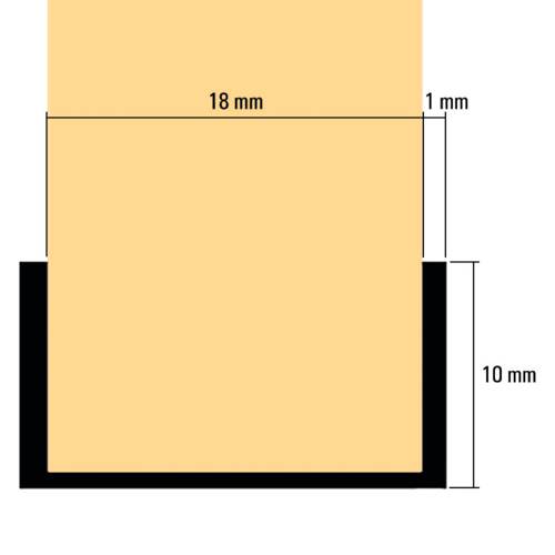 tdra1 U-profil, 18 mm, RAL 9010 Renvit, 2600 mm