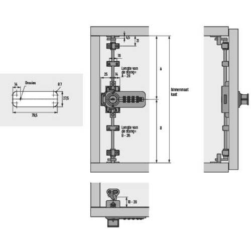 tdra3 Cijferslot met draaistangslot, D25, links,